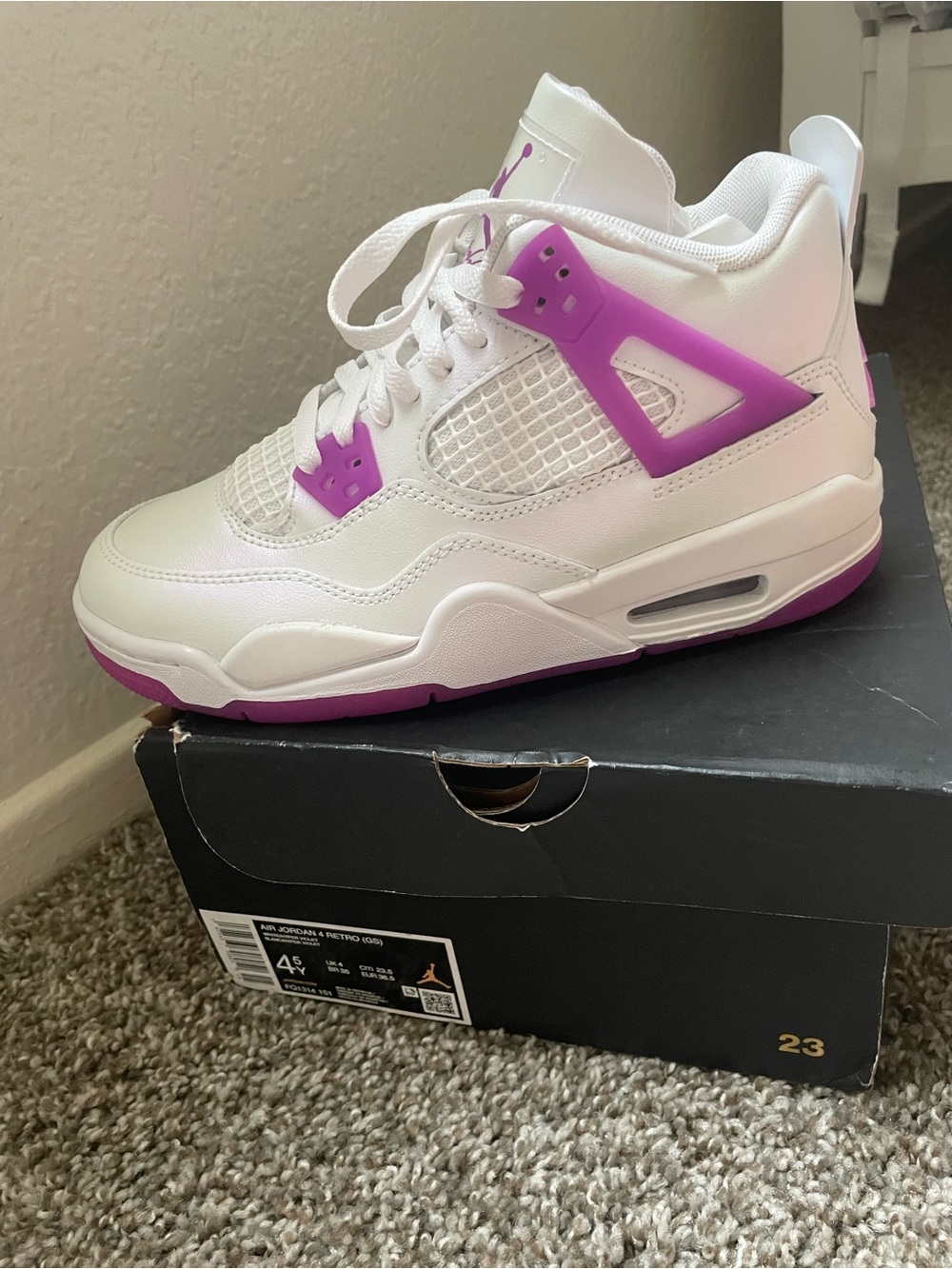 Air Jordans White & Purple Retro Basketball Sneakers